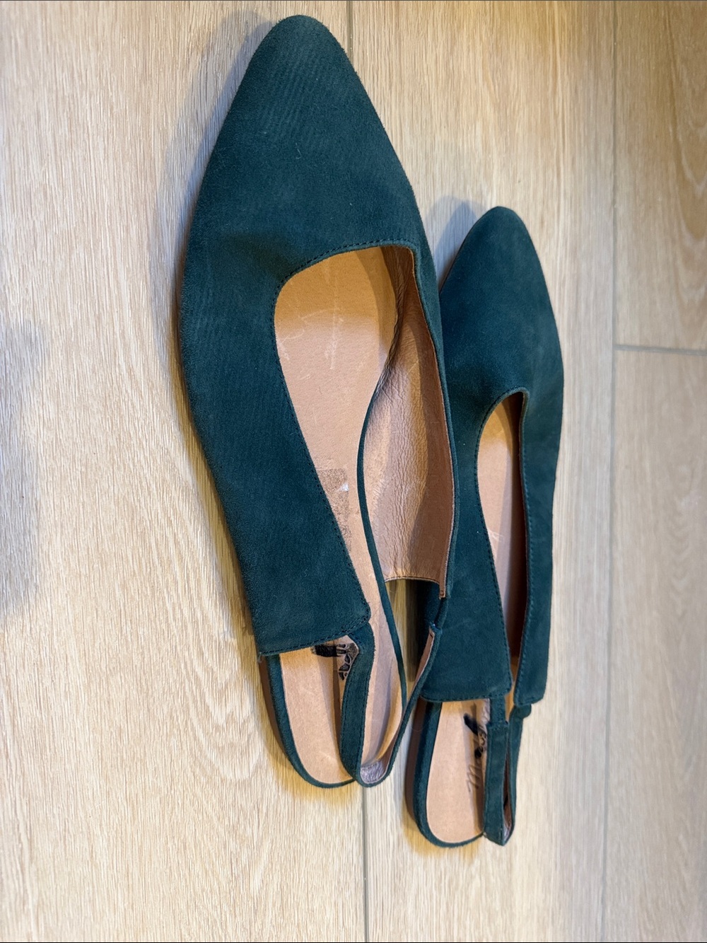 Forest green Madewell sling back flats